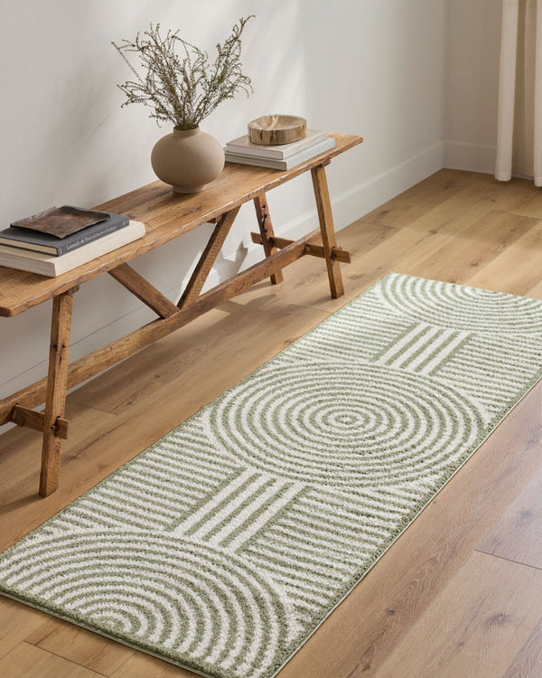 Livabliss Fossay Shag Polyester Area Rug Art Deco Plush Pile for Bedroom or Entryway Light Beige, Gr 5'3" x 7' FSG2333-537