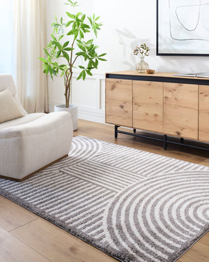 Livabliss Fossay Shag Art Deco Polyester High Pile Rug Machine Woven Plush Entryway Accent Light Beige, Ch 2'7" x 7'3" FSG2334-2773