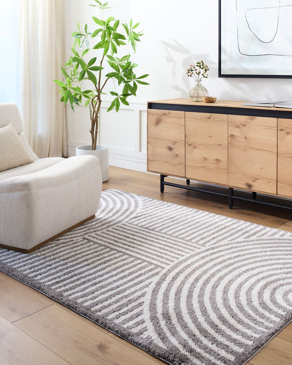 Livabliss Fossay Shag Art Deco Polyester High Pile Rug Machine Woven Plush Entryway Accent Light Beige, Ch 2'7" x 7'3" FSG2334-2773