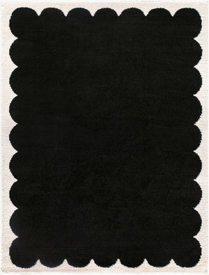 Livabliss Fossay High Pile Polyester Shag Rug Turkish Woven Soft Accent for Bedroom or Reading Nook Cream, Black 7'10" x 10' FSG2341-71010