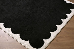 Livabliss Fossay High Pile Polyester Shag Rug Turkish Woven Soft Accent for Bedroom or Reading Nook Cream, Black 7'10" x 10' FSG2341-71010