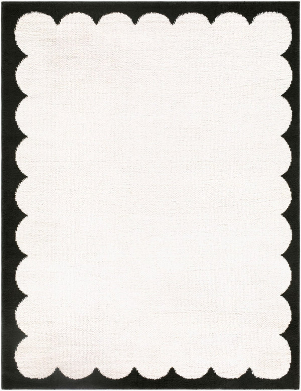 Livabliss Fossay Plush Polyester Shag Rug Turkish Woven High Pile for Modern Living Spaces Cream, Black 7'10" x 10' FSG2342-71010