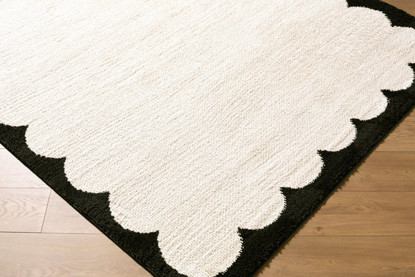 Livabliss Fossay Plush Polyester Shag Rug Turkish Woven High Pile for Modern Living Spaces Cream, Black 7'10" x 10' FSG2342-71010