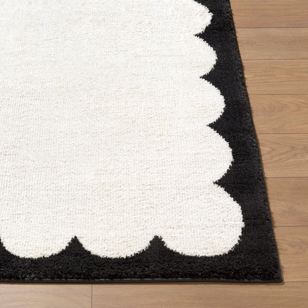 Livabliss Fossay Plush Polyester Shag Rug Turkish Woven High Pile for Modern Living Spaces Cream, Black 7'10" x 10' FSG2342-71010