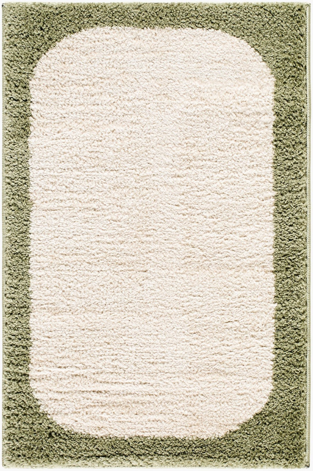 Livabliss Fossay Plush Polyester Shag Rug for Entryways Bathrooms and Bedside Scandinavian Decor Cream, Olive 2' x 2'11" FSG2344-2211