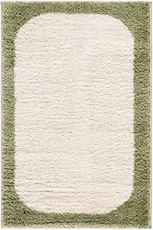 Livabliss Fossay Plush Polyester Shag Rug for Entryways Bathrooms and Bedside Scandinavian Decor Cream, Olive 2' x 2'11" FSG2344-2211