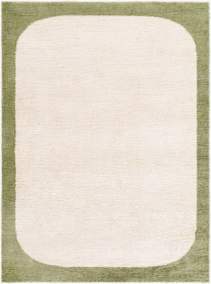 Livabliss Fossay Plush Polyester Shag Rug for Entryways Bathrooms and Bedside Scandinavian Decor Cream, Olive 7'10" x 10' FSG2344-71010