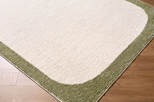 Livabliss Fossay Plush Polyester Shag Rug for Entryways Bathrooms and Bedside Scandinavian Decor Cream, Olive 7'10" x 10' FSG2344-71010