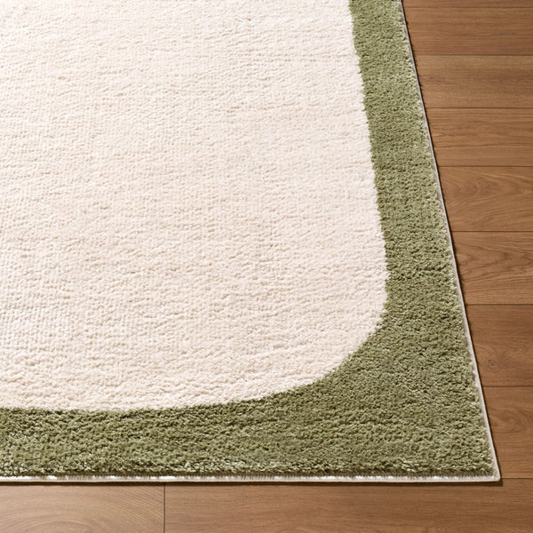 Livabliss Fossay Plush Polyester Shag Rug for Entryways Bathrooms and Bedside Scandinavian Decor Cream, Olive 7'10" x 10' FSG2344-71010