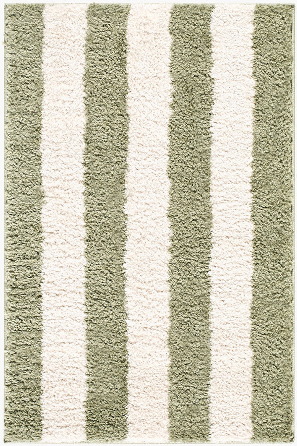 Livabliss Fossay Shag Polyester Area Rug Turkish Woven Plush Pile Bedside Entryway Accent Cream, Olive 2' x 2'11" FSG2346-2211