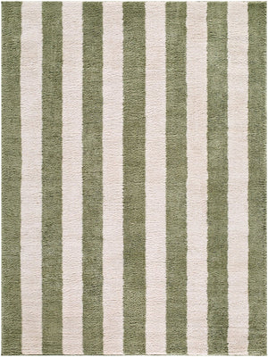 Livabliss Fossay Shag Polyester Area Rug Turkish Woven Plush Pile Bedside Entryway Accent Cream, Olive 7'10" x 10' FSG2346-71010