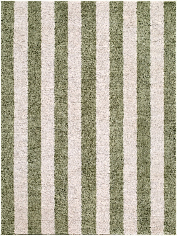 Livabliss Fossay Shag Polyester Area Rug Turkish Woven Plush Pile Bedside Entryway Accent Cream, Olive 7'10" x 10' FSG2346-71010