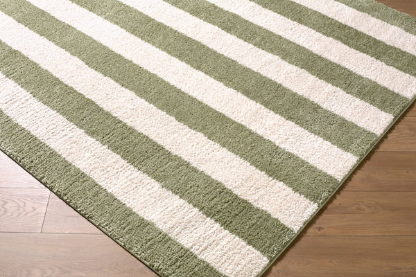 Livabliss Fossay Shag Polyester Area Rug Turkish Woven Plush Pile Bedside Entryway Accent Cream, Olive 7'10" x 10' FSG2346-71010