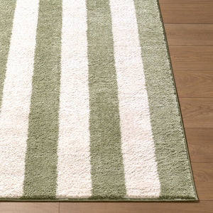 Livabliss Fossay Shag Polyester Area Rug Turkish Woven Plush Pile Bedside Entryway Accent Cream, Olive 7'10" x 10' FSG2346-71010