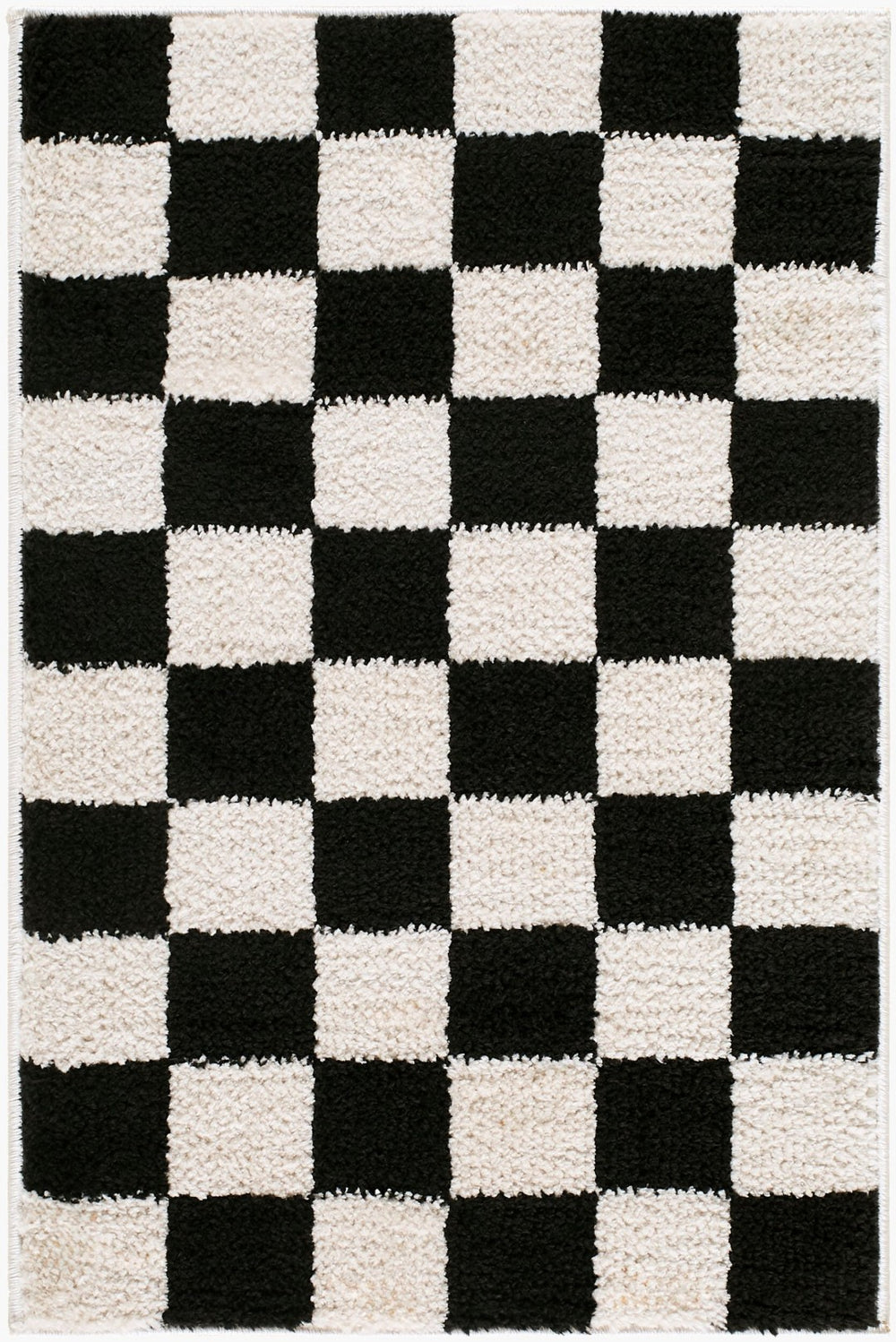 Livabliss Fossay Art Deco Shag Rug Plush Polyester Pile Woven Accent for Bedroom Entry Cream, Black 2' x 2'11" FSG2347-2211