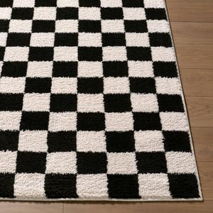 Livabliss Fossay Art Deco Shag Rug Plush Polyester Pile Woven Accent for Bedroom Entry Cream, Black 7'10" x 10' FSG2347-71010