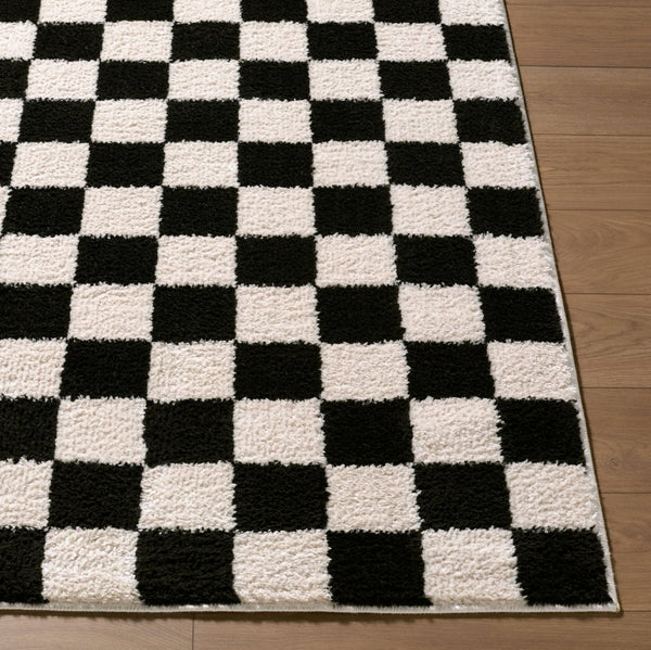 Livabliss Fossay Art Deco Shag Rug Plush Polyester Pile Woven Accent for Bedroom Entry Cream, Black 7'10" x 10' FSG2347-71010