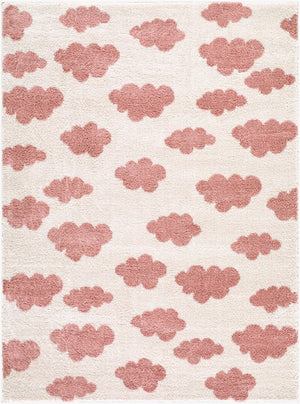 Livabliss Fossay Plush Polyester Shag Rug Machine Woven for Bedside or Entryway Accent Ivory, Rose 7'10" x 10' FSG2349-71010