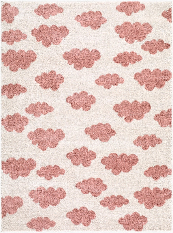 Livabliss Fossay Plush Polyester Shag Rug Machine Woven for Bedside or Entryway Accent Ivory, Rose 7'10" x 10' FSG2349-71010