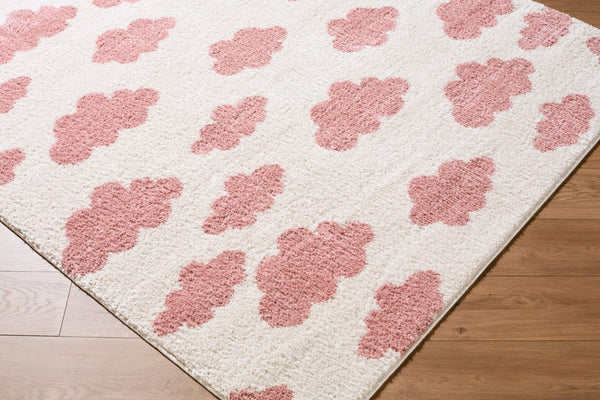 Livabliss Fossay Plush Polyester Shag Rug Machine Woven for Bedside or Entryway Accent Ivory, Rose 7'10" x 10' FSG2349-71010