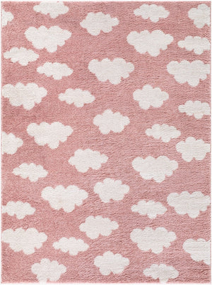 Livabliss Fossay High Pile Shag Rug Plush Polyester Accent for Modern Bedroom or Entryway Rose, Ivory 5'3" x 7' FSG2350-537