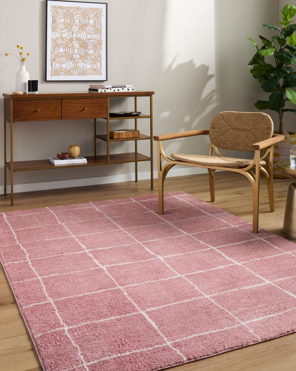 Livabliss Fossay Plush Shag Area Rug Machine Woven Polyester for Bedroom or Living Room Rose, Ivory 6'7" x 9' FSG2351-679
