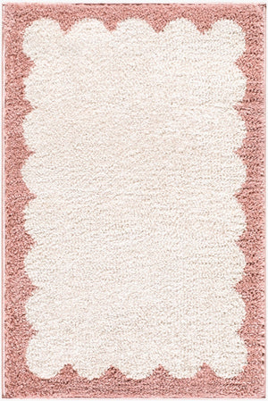 Livabliss Fossay High Pile Polyester Shag Rug Soft Plush Accent for Entryway or Bathroom Ivory, Rose 2' x 2'11" FSG2352-2211