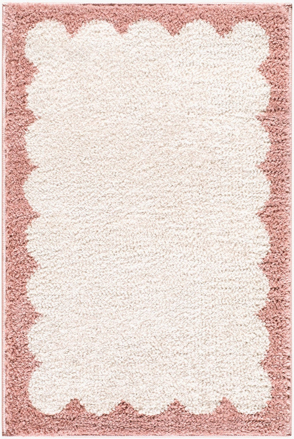 Livabliss Fossay High Pile Polyester Shag Rug Soft Plush Accent for Entryway or Bathroom Ivory, Rose 2' x 2'11" FSG2352-2211