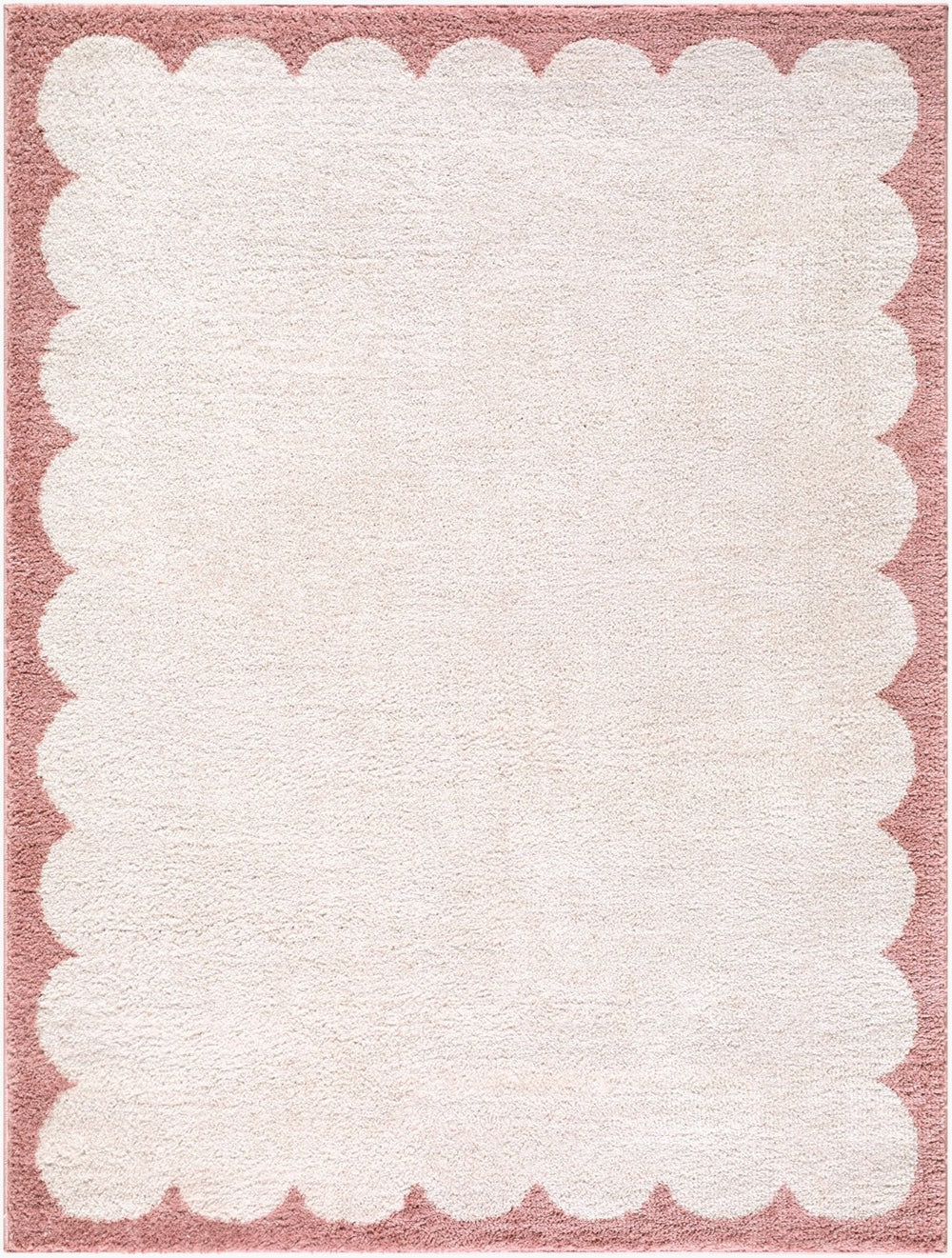 Livabliss Fossay High Pile Polyester Shag Rug Soft Plush Accent for Entryway or Bathroom Ivory, Rose 6'7" x 9' FSG2352-679