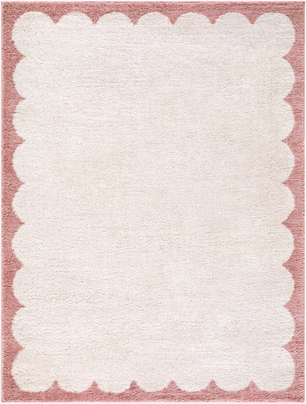 Livabliss Fossay High Pile Polyester Shag Rug Soft Plush Accent for Entryway or Bathroom Ivory, Rose 6'7" x 9' FSG2352-679