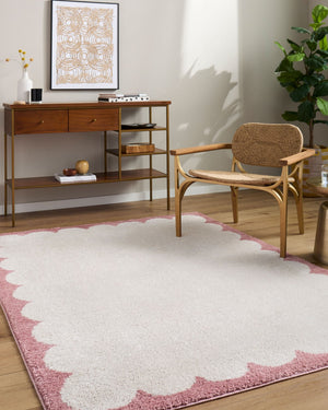 Livabliss Fossay High Pile Polyester Shag Rug Soft Plush Accent for Entryway or Bathroom Ivory, Rose 2' x 2'11" FSG2352-2211