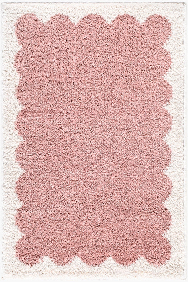 Livabliss Fossay High Pile Shag Area Rug Turkish Woven Polyester for Modern Minimalist Spaces Rose, Ivory 2'7" x 7'3" FSG2353-2773
