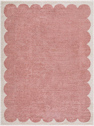 Livabliss Fossay High Pile Shag Area Rug Turkish Woven Polyester for Modern Minimalist Spaces Rose, Ivory 5'3" x 7' FSG2353-537