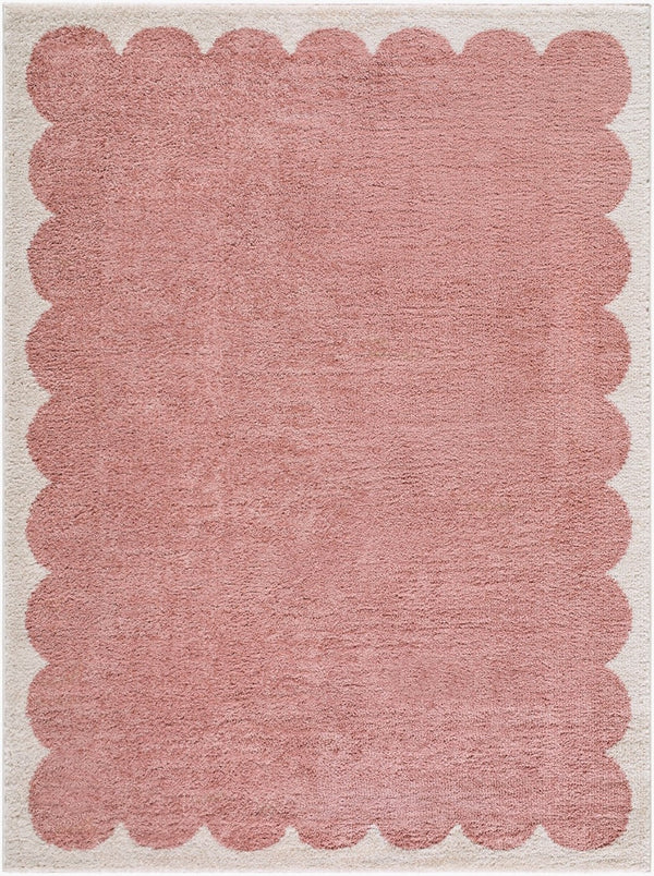 Livabliss Fossay High Pile Shag Area Rug Turkish Woven Polyester for Modern Minimalist Spaces Rose, Ivory 5'3" x 7' FSG2353-537