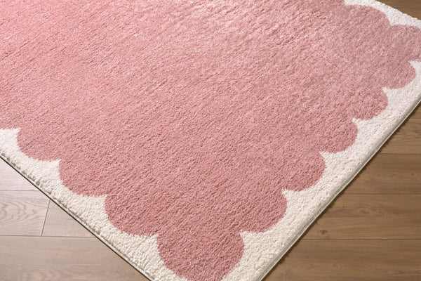Livabliss Fossay High Pile Shag Area Rug Turkish Woven Polyester for Modern Minimalist Spaces Rose, Ivory 5'3" x 7' FSG2353-537