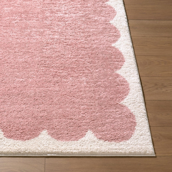 Livabliss Fossay High Pile Shag Area Rug Turkish Woven Polyester for Modern Minimalist Spaces Rose, Ivory 5'3" x 7' FSG2353-537