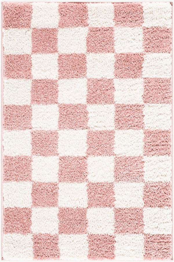 Livabliss Fossay Art Deco Shag Area Rug Soft High Pile Polyester Accent for Living Room Rose, Ivory 2' x 2'11" FSG2354-2211