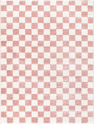 Livabliss Fossay Art Deco Shag Area Rug Soft High Pile Polyester Accent for Living Room Rose, Ivory 5'3" x 7' FSG2354-537