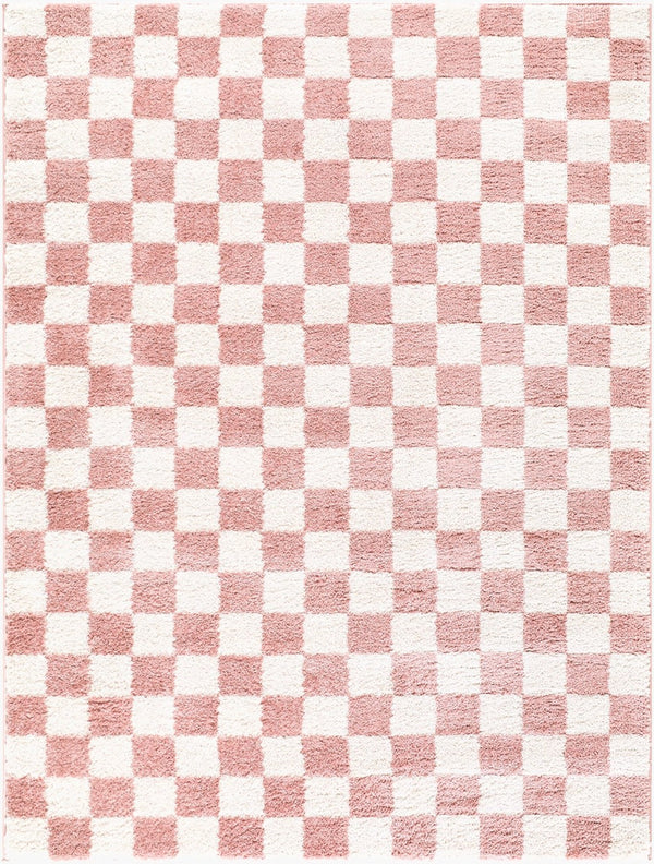Livabliss Fossay Art Deco Shag Area Rug Soft High Pile Polyester Accent for Living Room Rose, Ivory 5'3" x 7' FSG2354-537
