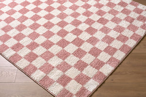 Livabliss Fossay Art Deco Shag Area Rug Soft High Pile Polyester Accent for Living Room Rose, Ivory 2' x 2'11" FSG2354-2211