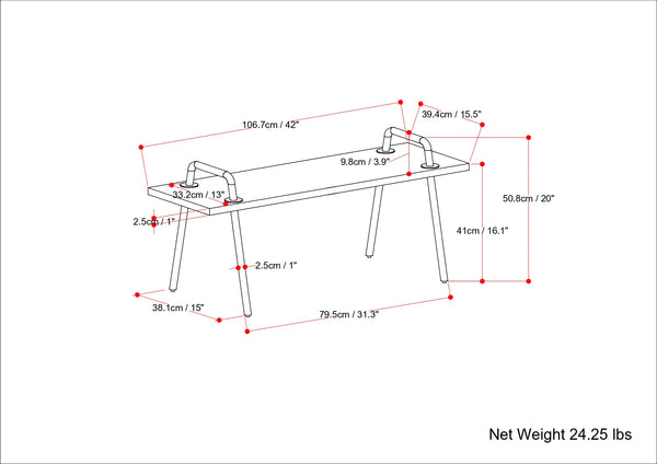 English Elm Berkeley Small Entryway Bench - Handcrafted Natural Mango Wood With Industrial Metal Accents B136P158493