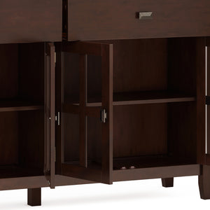 English Elm Artisan Solid Wood 4-Door Sideboard Buffet In Rich Russet Brown – Timeless Craftsmanship & Storage Solution B136P158430