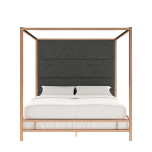 Homelegance By Top-Line Marcel Champagne Gold Canopy Bed with Linen Panel Headboard Champage Gold Metal