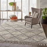 Nourison Scandinavian Shag SCN01 Machine Made Power-loomed No Border Indoor Only Shag Scandinavian Rug Ivory,Grey, Ivory and Grey 100% Polypropylene 99446716033