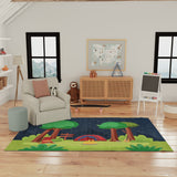 Nourison Imagination IMA13 Machine Made Machine Printed Borderless Design Indoor Only Kids  Rug Navy Multicolor, Navy Multicolor Pile, 100% Polyester 841491134412