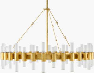 Surya Fraser 47"L X 47"W Chandelier - Timeless Elegance In Iron, Perfect For Dining Areas And Entryways! Fixture, Gold,Cord, Translucent Iron Fsr-001