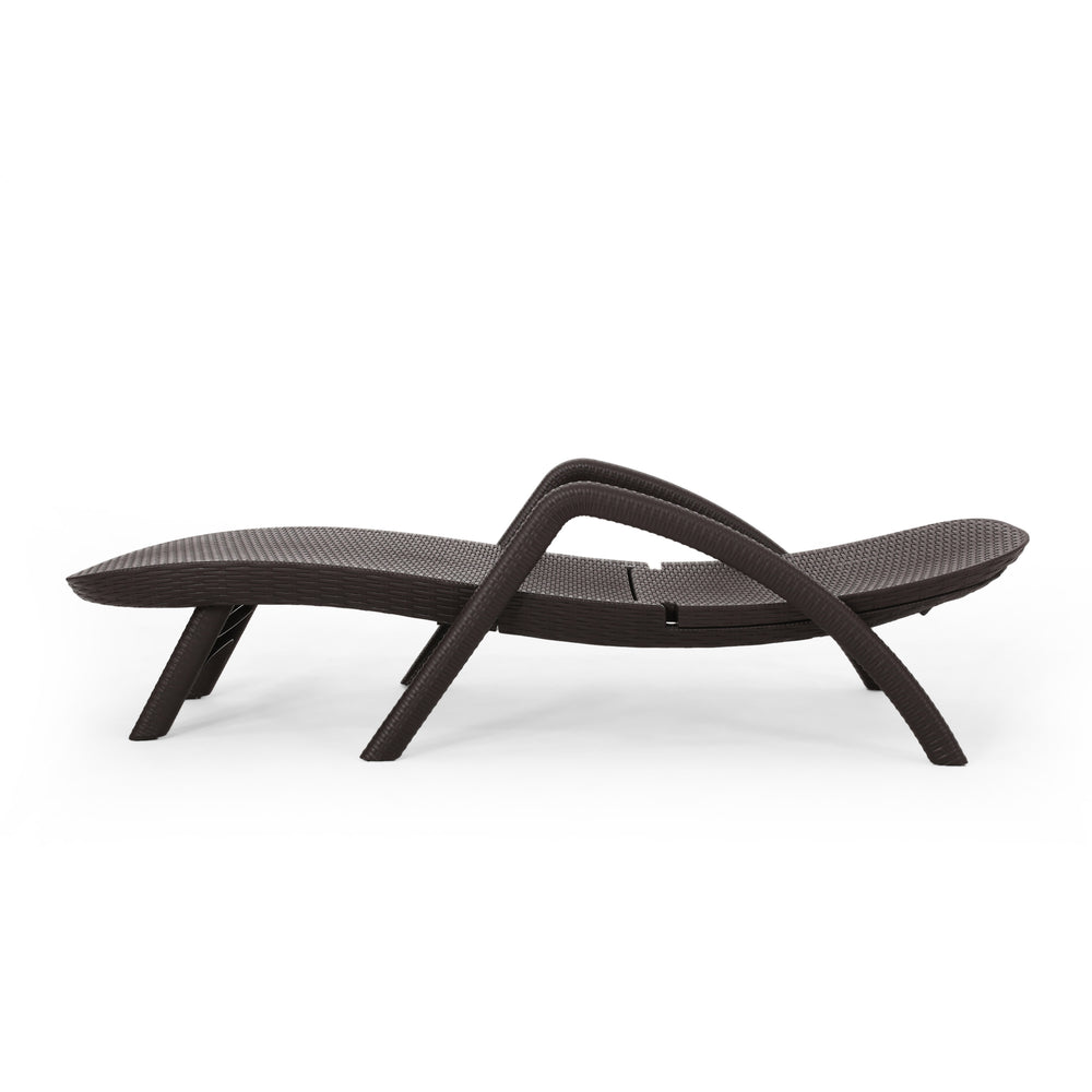 English Elm Christopher Knight Home® - MIKAEL Chaise Lounge Dark Brown Polypropylene 3D Wicker Weather-Resistant Handcrafted Outdoor Seating 68020.00DBRN