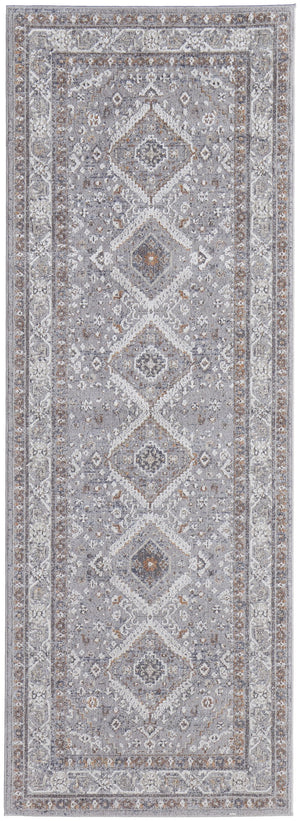 Feizy Rugs Francisco Transitional Southwestern Medallion Rug – Durable Machine-woven Artistry For Any Space Gray,Orange,Ivory Polyester,Polypropylene Fra39gbfgryrsti1c