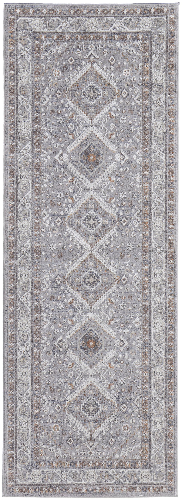 Feizy Rugs Francisco Transitional Southwestern Medallion Rug – Durable Machine-woven Artistry For Any Space Gray,Orange,Ivory Polyester,Polypropylene Fra39gbfgryrsti1c