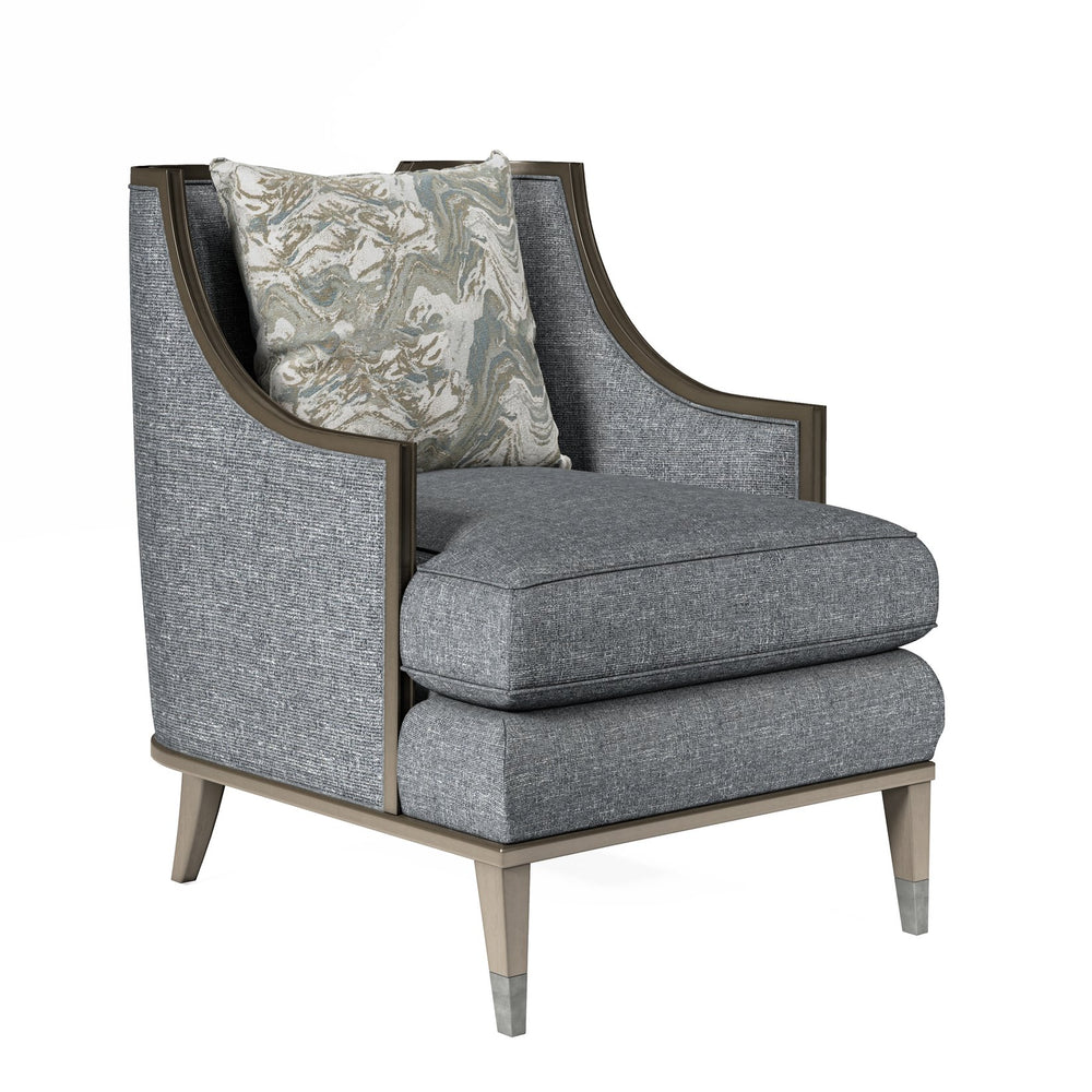 A.R.T. Furniture Harper Mica Chair - Glamorous Transitional Design With Plush Comfort, Exposed Wood, And Stylish Pillow Blue Rubberwood Solids,Foam,Fabric,Metal 161523-5743aa
